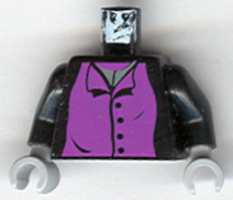Lego Torso Harry Potter Professor Snape 4 Black Buttons Pattern / Black Arms / Light Bluish Gray Hands