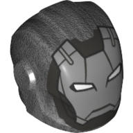 Lego Helmet with Armor Plates and Ear Protectors with Silver Face, Metallic Gray Outline, and White Rectangular Eyes Print (Blazer)