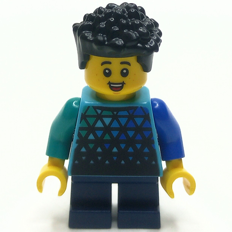 Lego Boy, Medium Azure Torso, Dark Blue Legs