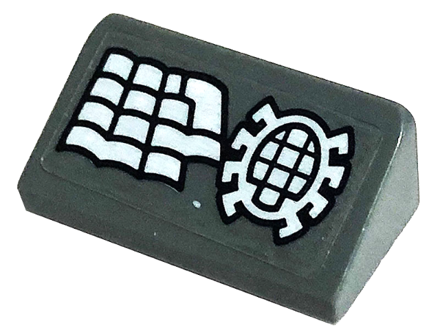 Lego Slope 30 1 x 2 x 2/3 with Spider Web Keyboard with White Buttons Right Half Pattern (Sticker) - Set 76175 / Dark Bluish Gray