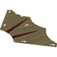 Lego Sail, 13 x 13, Tattered with Dark Red Stripes, Dark Orange Snake Scales, Asian Symbols Print