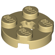 Lego Plate Round 2 x 2 with Axle Hole Type 1 (+ Opening) / Tan