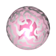 Lego Ball with Stud Hole and White Brain Print (Finial Round) / Trans-Dark Pink