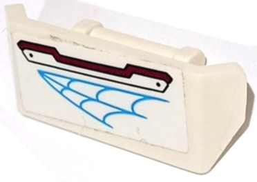 Lego Vehicle, Spoiler with Bar Handle with Medium Azure Spider Web and Magenta Armor Plate Pattern Model Left Side (Sticker) - Set 76115 / White