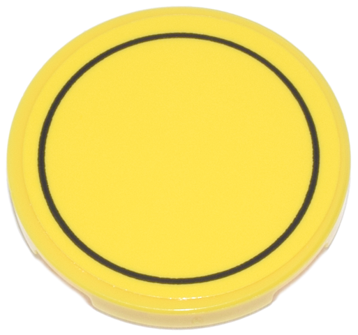 Lego Tile, Round 3 x 3 with Black Circle Outline Pattern (Pokémon Marsh Badge) (Sticker) - Set 40892 / Yellow