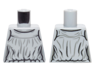 Lego Torso Female Outline Sleeveless Dress Bodice with Gray and Black Fabric Lines Pattern / Light Bluish Gray