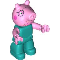 Lego Duplo Figure, Pig with Dark Pink Cheeks, Glasses Print