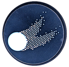 Lego Tile, Round 3 x 3 with White Comet with Dotted Tail Pattern (Sticker) - Set 42603 / Dark Blue