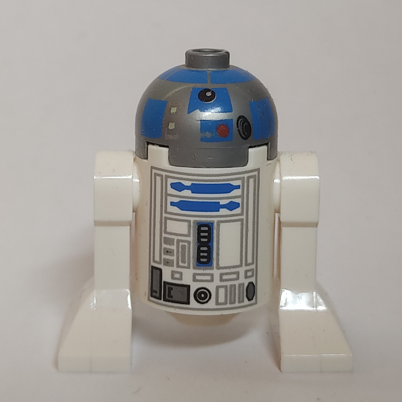 Lego Astromech Droid, R2-D2, Flat Silver Dome, Blue Print
