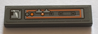 Lego Tile 1 x 4 with Gray and Orange Control Panel Pattern Model Right Side (Sticker) - Set 75144