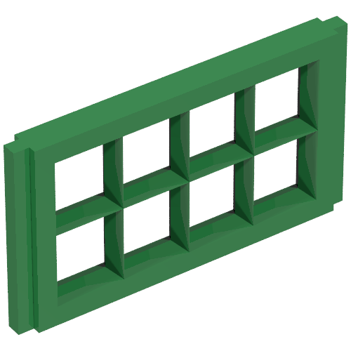 Lego Window Pane 1 x 4 x 2 for Slotted Bricks / Green