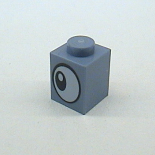 Lego Brick 1 x 1 with Eye Sideways Print on Two Sides / Sand Blue