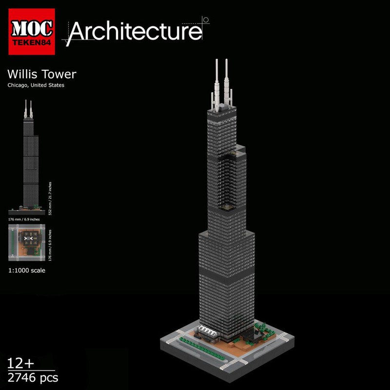 Lego Willis Tower (1:1000 scale)