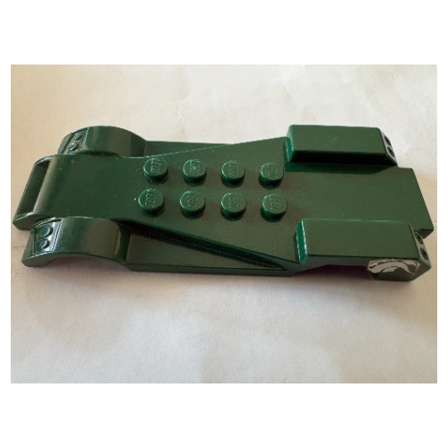 Lego Vehicle Base, 4 x 10 with Mudguards, Fast Food Racer, with Headlights / Dark Green