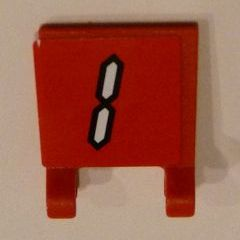 Lego Flag 2 x 2 Square with Flat Edge with White Number 1 with Black Outline on Red Background Pattern (Sticker) - Set 3569