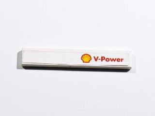 Lego Tile 1 x 6 with Shell Logo and 'V-Power' Pattern on Right (Sticker) - Set 8674 / White