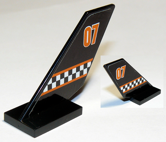 Lego Tail Shuttle with Orange Stripes, '07' and Checkered Pattern on Both Sides (Stickers) - Set 60103 / Black