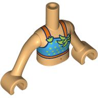 Lego Minidoll Torso Girl with Dark Azure/Orange Bikini, Lime Leavers, Dots Print, Warm Tan Arms and Hands / Warm Tan