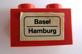 Lego Brick 1 x 2 with 'Basel - Hamburg' Pattern (Sticker) - Set 164