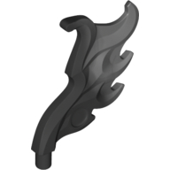 Lego Wave / Flame Rounded Wing Shaped with Pin with Marbled Dark Bluish Gray Pattern / Black