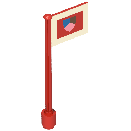 Lego Flag on Flagpole, Straight with Knight's Tournament Print (Printed) / Red