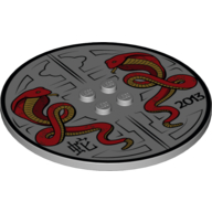 Lego Plate Special Round 8 x 8 with 2 x 2 Center Studs with '2013', Snakes and Hanzi Print
