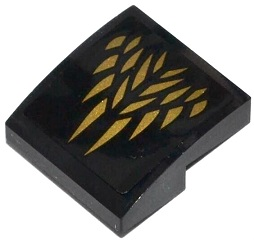 Lego Slope, Curved 2 x 2 x 2/3 with Gold Feathers Pattern (Sticker) - Set 70124