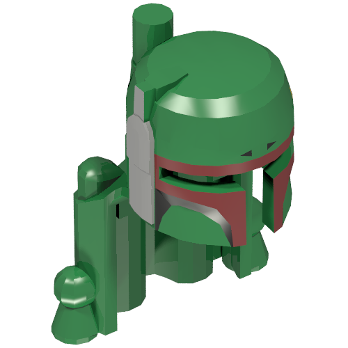 Lego Helmet, Rocket Pack with Boba Fett Colors Print, Dark Red Highlights