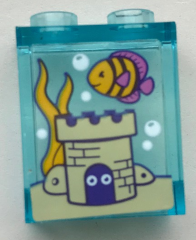Lego Panel 1 x 2 x 2 with Side Supports - Hollow Studs with Bubbles, Fish, Castle and Seaweed Pattern (Sticker) - Set 41345