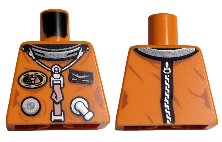 Lego Torso Female Astronaut Spacesuit Pattern (Mae Jemison) / Orange