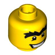 Lego Minifig Head Caveman, Eyes with White Pupils, Uni-Brow and Wide Mouth Print / Yellow