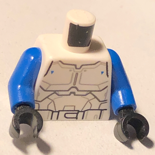 Lego Torso Armor with Two Small Blue Triangles, Belt Print (Special Forces Commander), Blue Arms, Black Hands / White