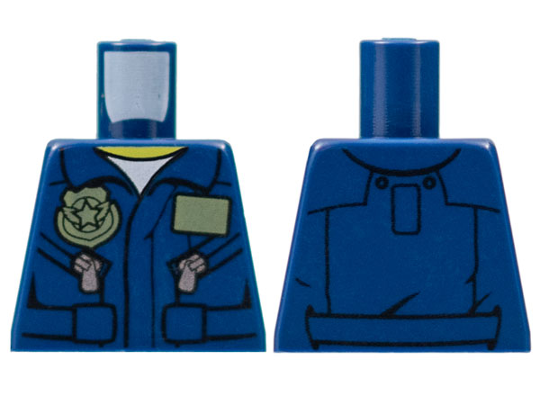 Lego Torso Police Flight Suit Jacket with Name Tag and Badge, Zippered Pockets Pattern / Dark Blue
