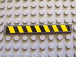 Lego Tile 1 x 8 with Black and Yellow Danger Stripes Pattern (Sticker) - Set 7781
