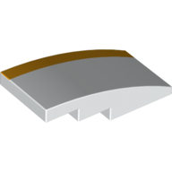 Lego Brick Curved 4 x 2 No Studs with Yellow Stripe Print