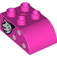 Lego Duplo Brick 2 x 3 with Curved Top with White Spots and Hand with White Glove Print (Minnie Mouse)