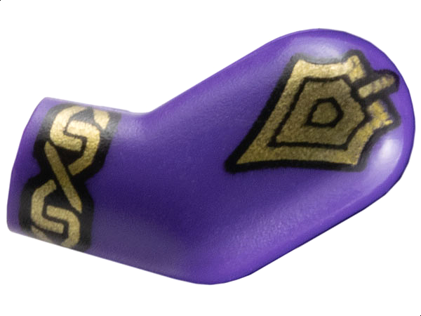 Lego Arm, Left with Gold Armor and Bracelet Pattern / Dark Purple