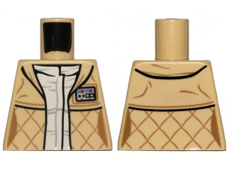 Lego Torso SW Checkered Jacket with White Undershirt with Creases Pattern (Leia) / Tan