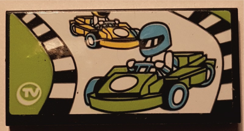 Lego Tile 2 x 4 with Race in TV Pattern (Sticker) - Set 41352