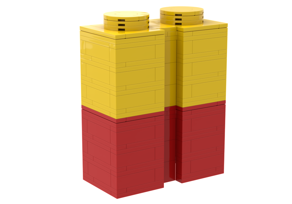 Lego (Stackable) Upscaled 1x2 Brick with Channel/Groove