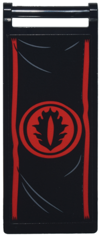 Lego Flag 7 x 3 with Bar Handle with Banner with Red Stripes and Eye of Sauron in Circle Pattern (Sticker) - Set 10333