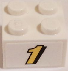 Lego Brick 2 x 2 with Yellow '1' with Black Outline Pattern (Sticker) - Set 60084