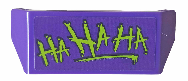Lego Vehicle, Spoiler with Bar Handle with Lime 'HA HA HA' Pattern (Sticker) - Set 76159