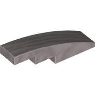 Lego Brick Curved 4 x 1 No Studs [Stud Holder with Symmetric Ridges] / Flat Silver