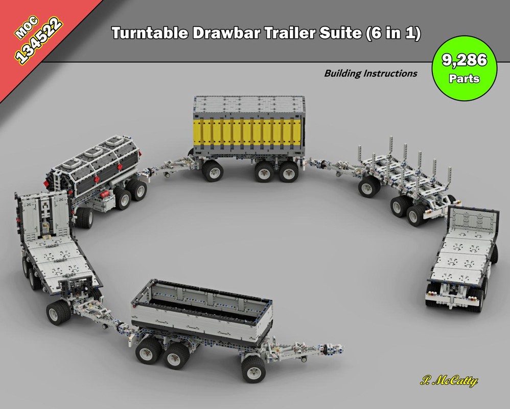 Lego Turntable Drawbar Trailer (6 in 1 Suite)