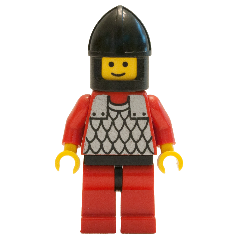 Lego Knight (Scale Mail on Red) - Red Arms, Red Legs, Black Chin-Guard