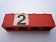 Lego Brick 1 x 4 with Black Number 2 on White Background Pattern (Sticker) - Set 148 / Red