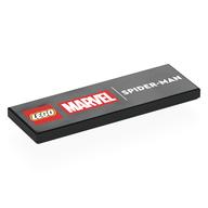 Lego Tile 2 x 6 with 'LEGO MARVEL SPIDER-MAN' Print / Black