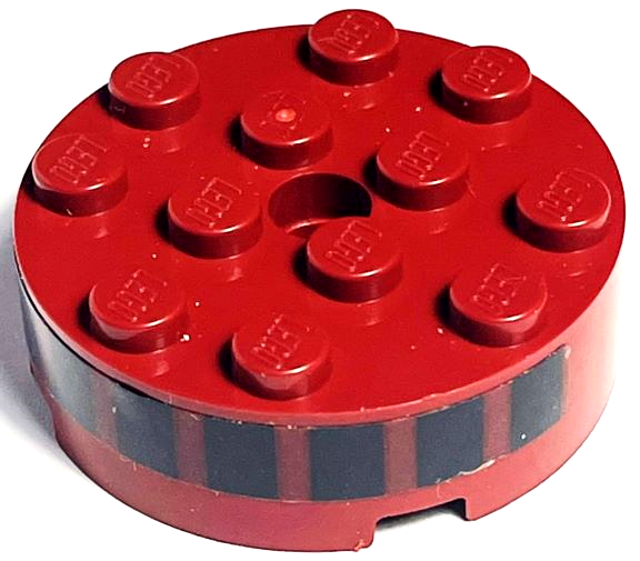 Lego Brick, Round 4 x 4 with Hole with 8 Black Rectangles Pattern (Sticker) - Set 75309
