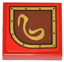 Lego Tile 2 x 2 with Gold Swirl on Brown Left Rounded Background Pattern (Sticker) - Set 79108